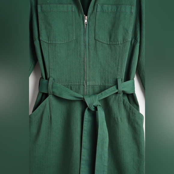 NWT OLIVER BONAS Washed Green Herringbone Jumpsuit Size 6 - Picture 9 of 11